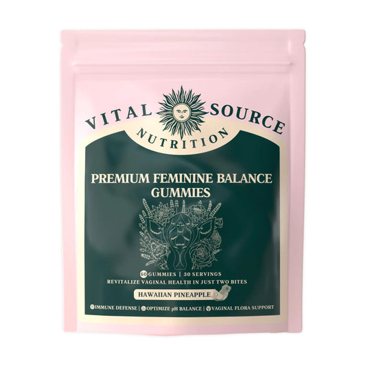 Vital Source Nutrition - Premium Feminine Balance Gummies - for Women’s Health & Wellness - Immune Support - Vegan Gluten-Free - Hawaiian Pineapple - 60 Gummies - 30 Servings